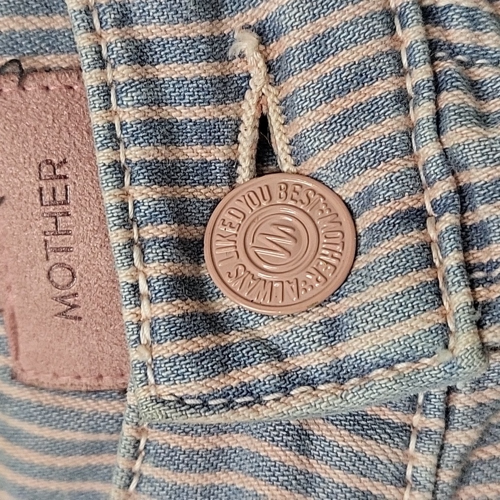 Mother jeans size 27 pin striped in pink and blue